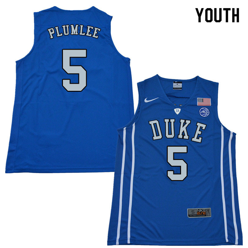 2018 Youth #5 Mason Plumlee Duke Blue Devils College Basketball Jerseys Sale-Blue - Click Image to Close